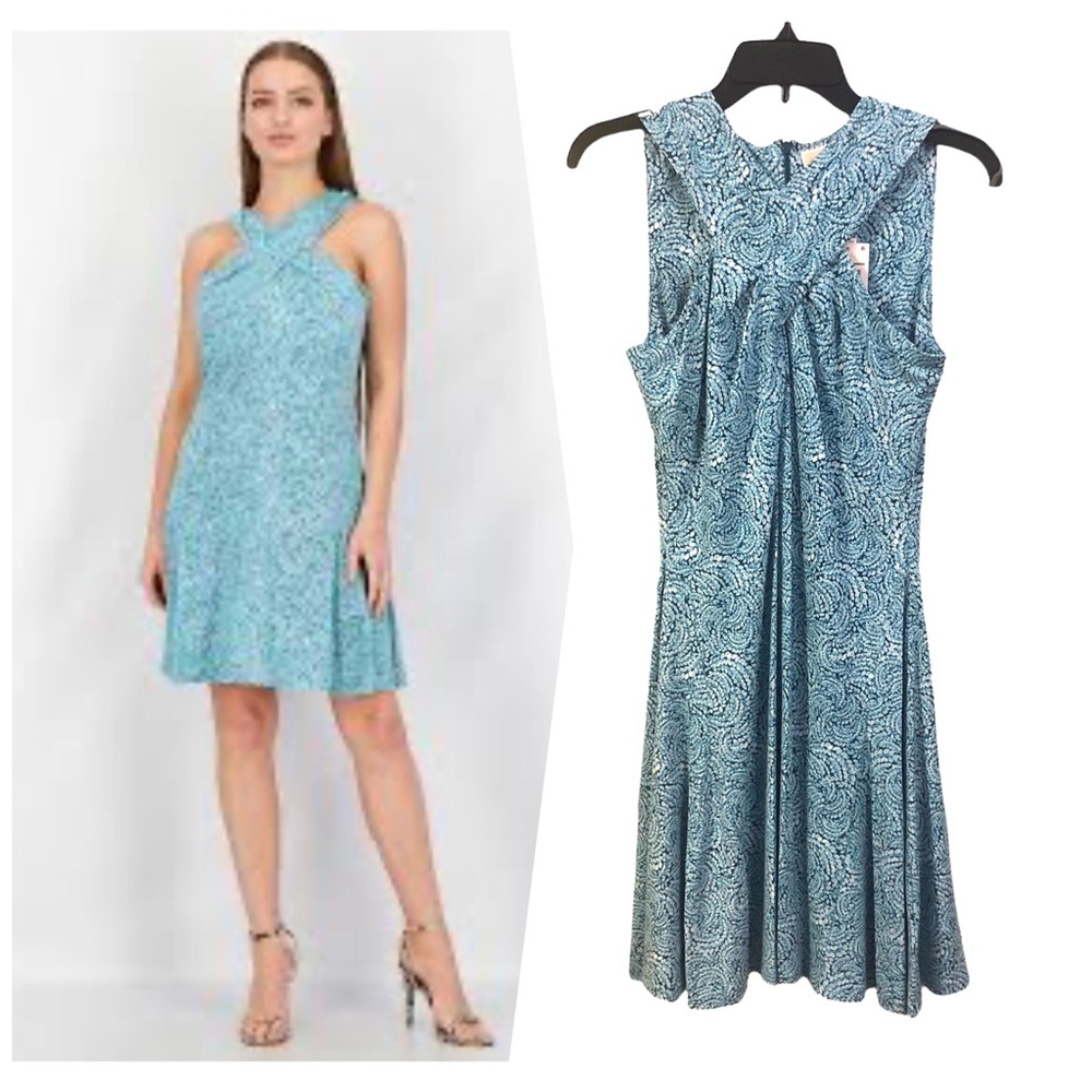 NWT Michael Michael Kors Halter Ikat Flounce Dress Small and Medium - Picture 2 of 7